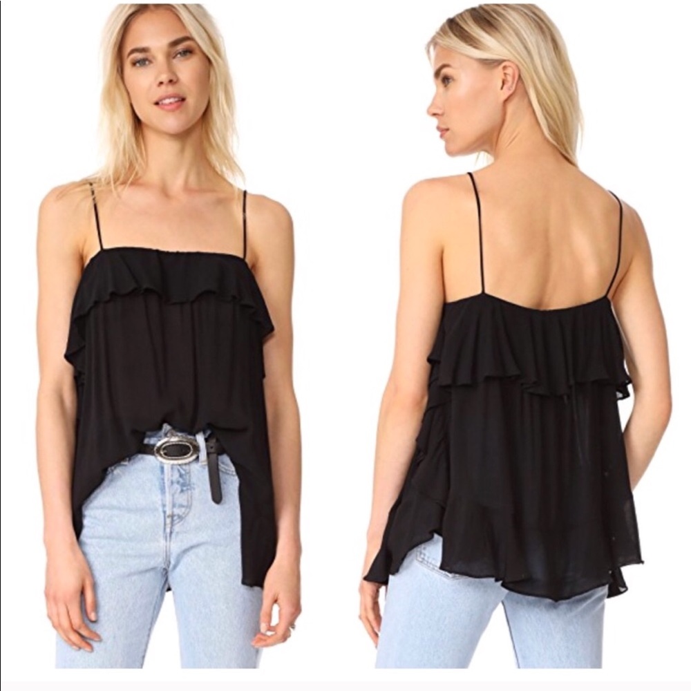 • Free People Cascades Black Ruffle Tank Top - Picture 5 of 7